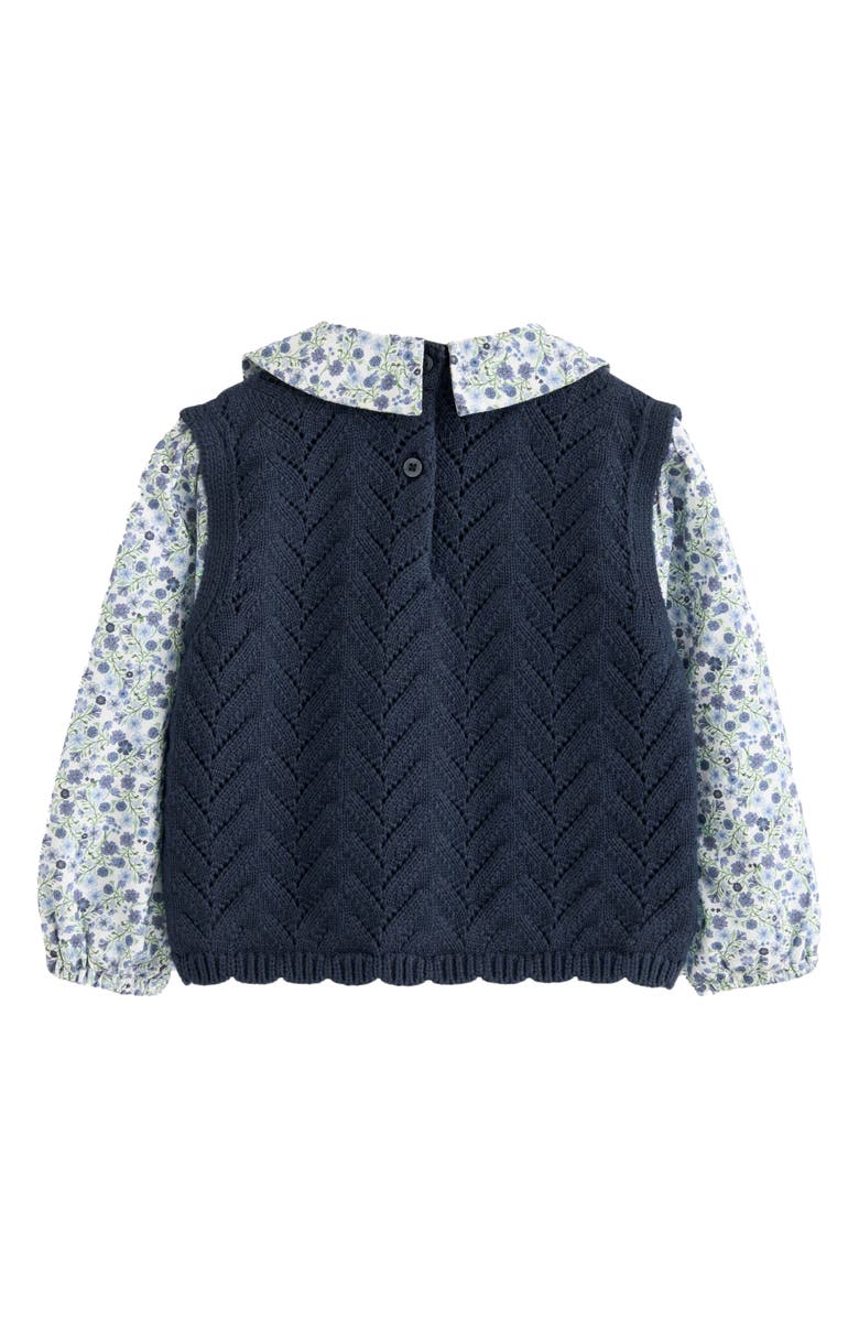 NEXT Kids' Mixed Media Layered Look Cotton Top, Alternate, color, Blue