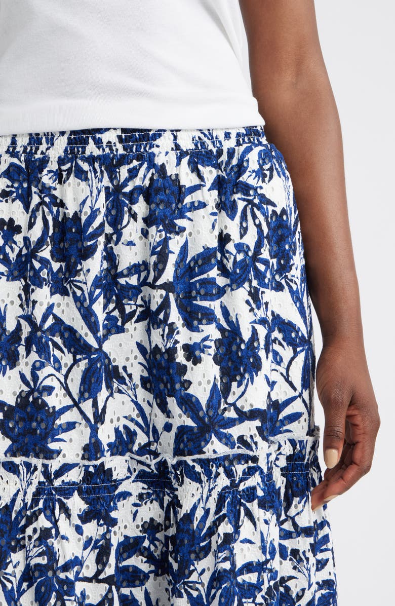 Caslon<sup>®</sup> Printed Eyelet Tiered Skirt, Alternate, color, Ivory- Blue Navy Bea Floral