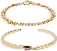 Argento Vivo Sterling Silver Panther Link & Open Cuff Bracelet Set