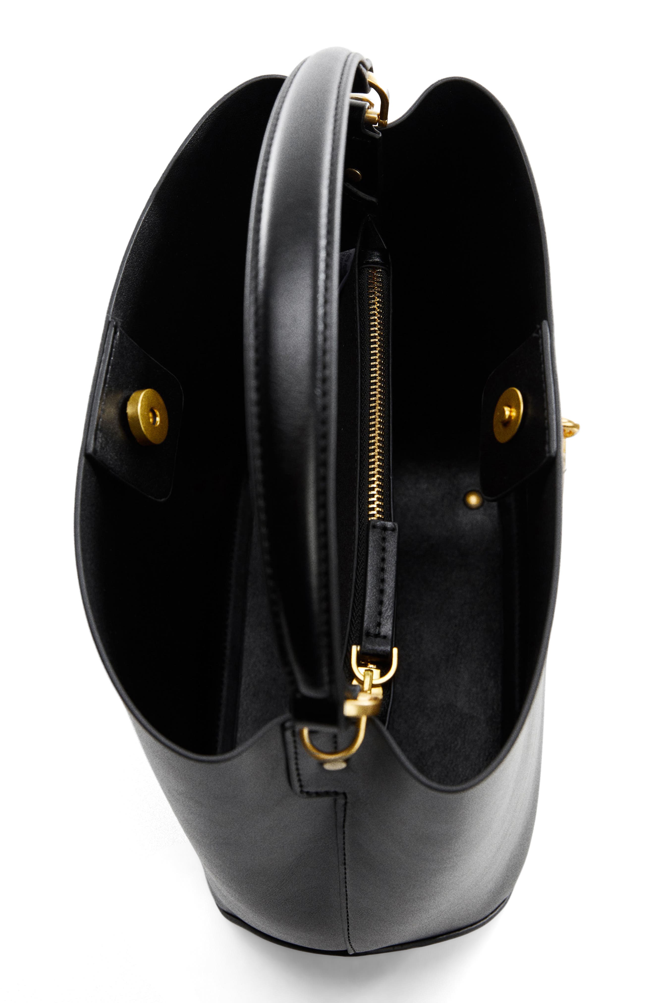 MANGO Padlock Faux Leather Shopper Bag, Alternate, color, 