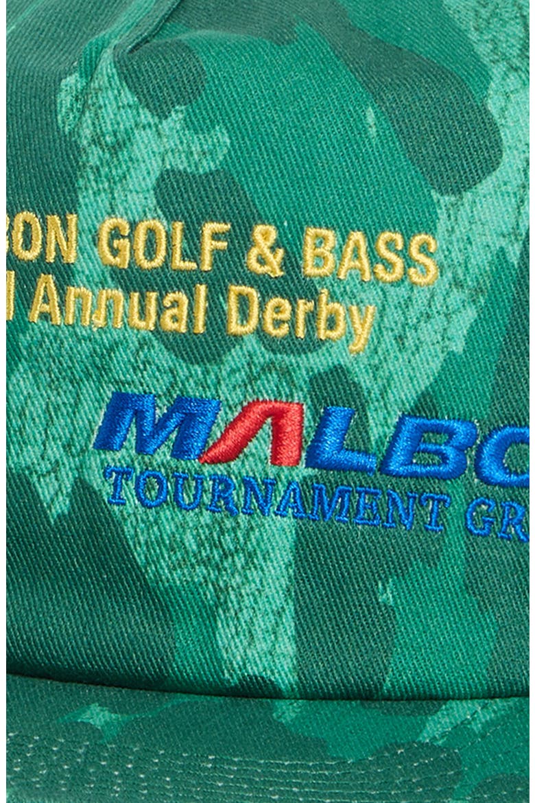 Derby Golf Logo Cotton Snapback Hat, Alternate, color, DIVOT CAMO JUNGLE