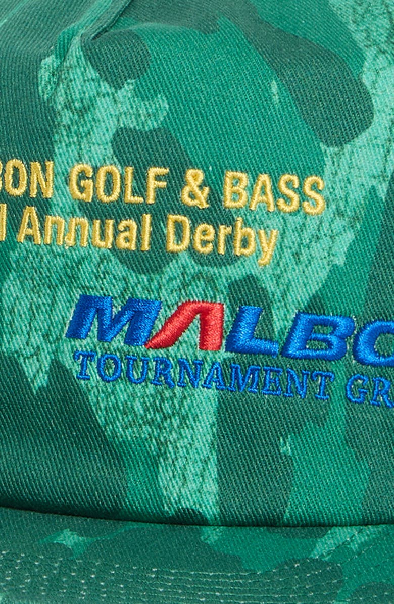 MALBON Derby Golf Logo Cotton Snapback Hat, Alternate, color, Divot Camo Jungle