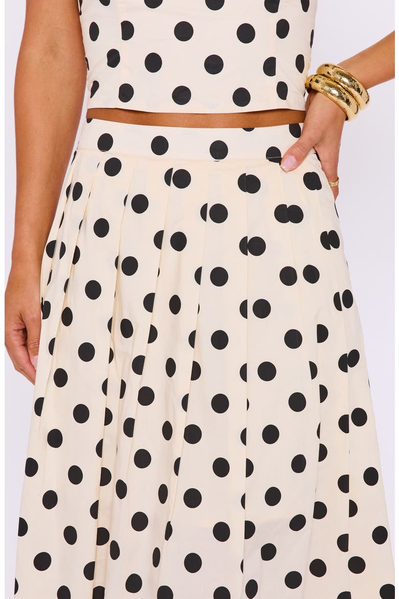 Cami Polka Dot Pleated Maxi Skirt, Alternate, color, CREAM/ BLACK