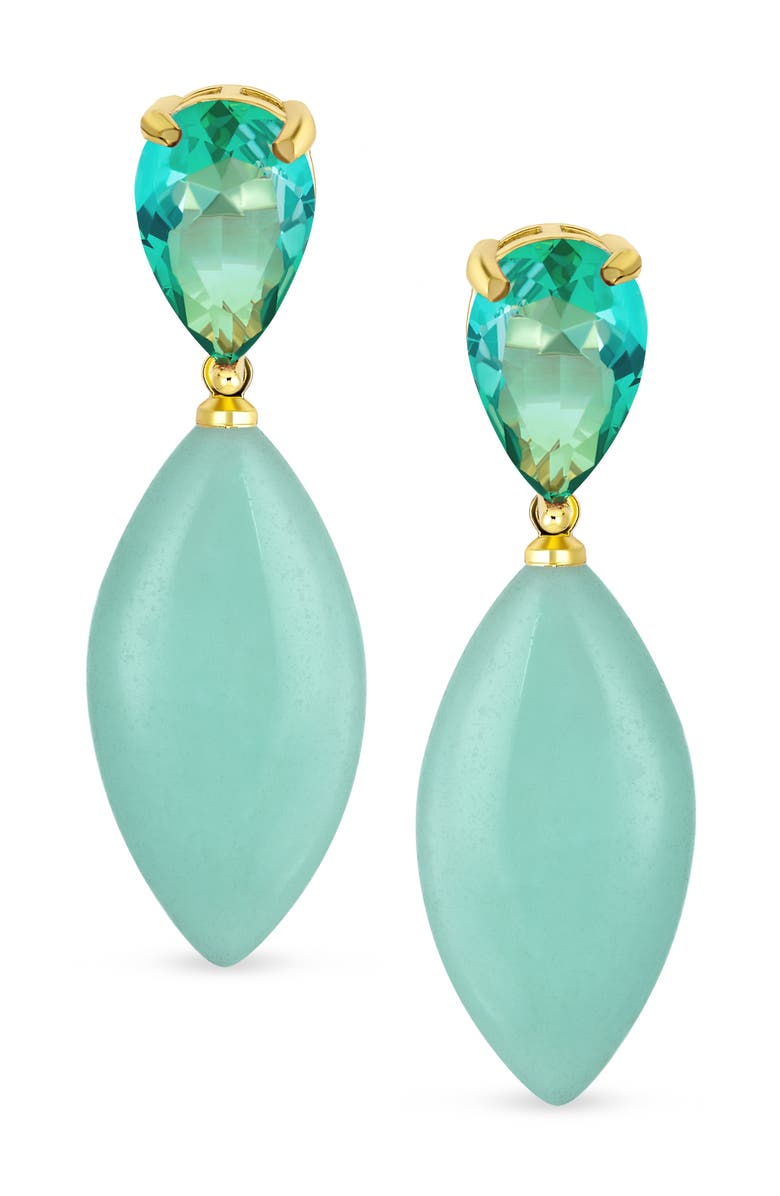 BLING JEWELRY Geometric Amazonite Teardrop Earrings, Alternate, color, Green