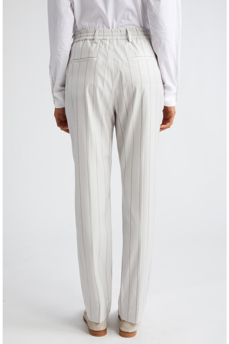 Slim Fit Stripe Drawstring Waist Virgin Wool Blend Pants, Alternate, color, IVORY