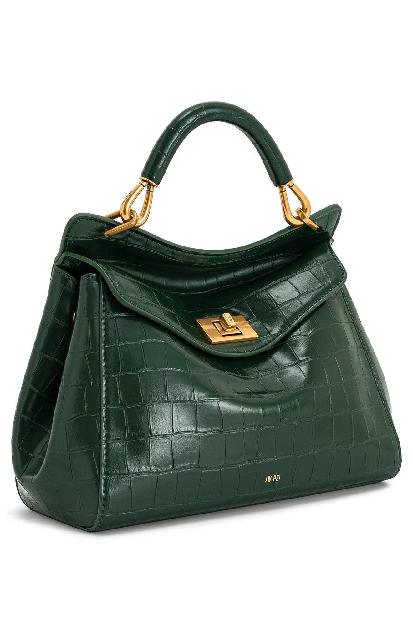 Lucia Faux Leather Top Handle Bag, Alternate, color, GREEN CROC