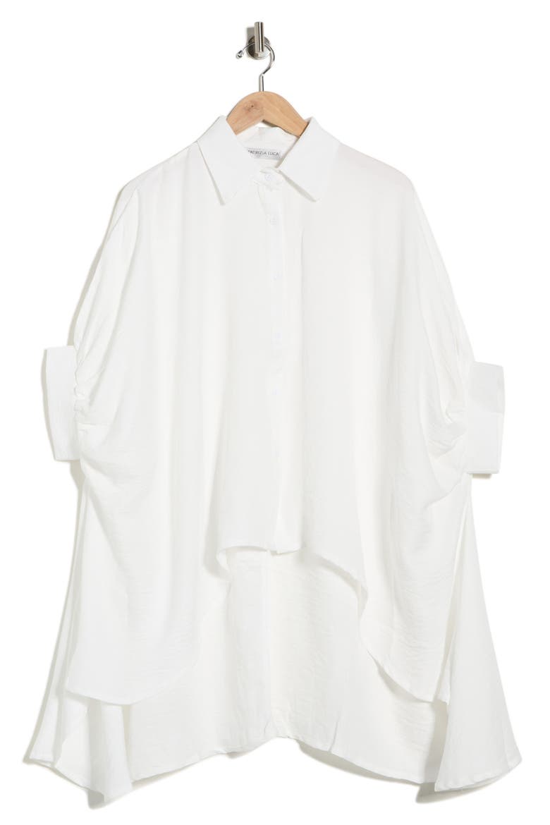 Oversized Button-Up Top, Alternate, color, WHITE