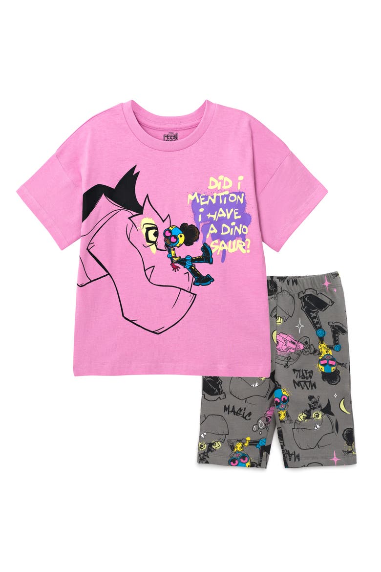 Moon Girl and Devil Dinosaur 2-Piece Tee and Bike Shorts Set, Main, color, Purple Devil Dinosaur