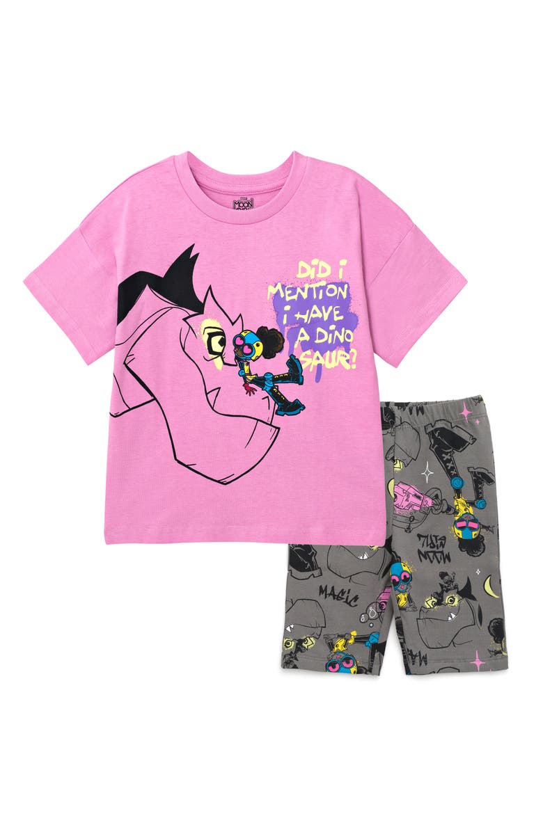 Marvel Moon Girl and Devil Dinosaur 2-Piece Tee and Bike Shorts Set, Main, color, Purple Devil Dinosaur