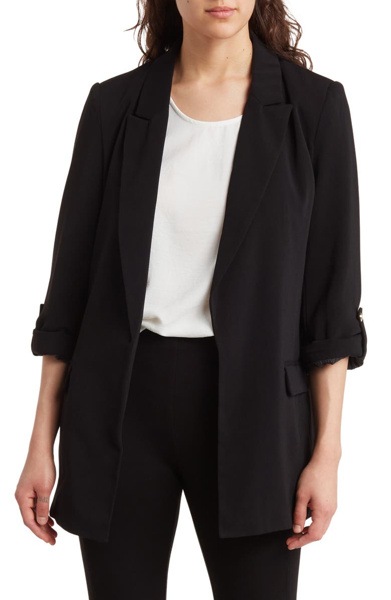 T Tahari Peak Lapel Three-Quarter Sleeve Jacket, Main, color,