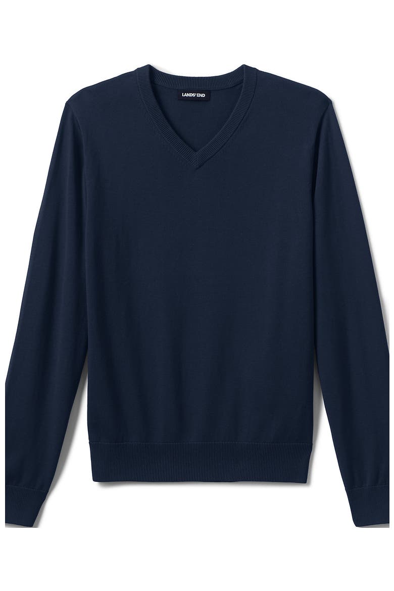 School Uniform  Cotton Modal Fine Gauge V-neck Sweater, Alternate, color, Classic Navy