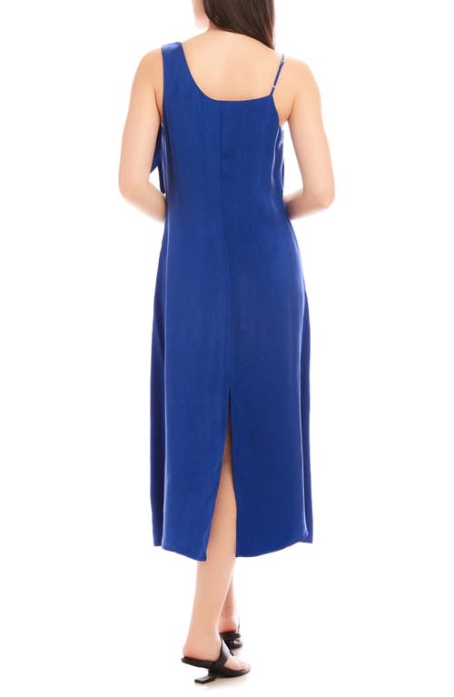 Shop Fifteen Twenty Serewna Asymmetric Strap Midi Dress In Marine Blue