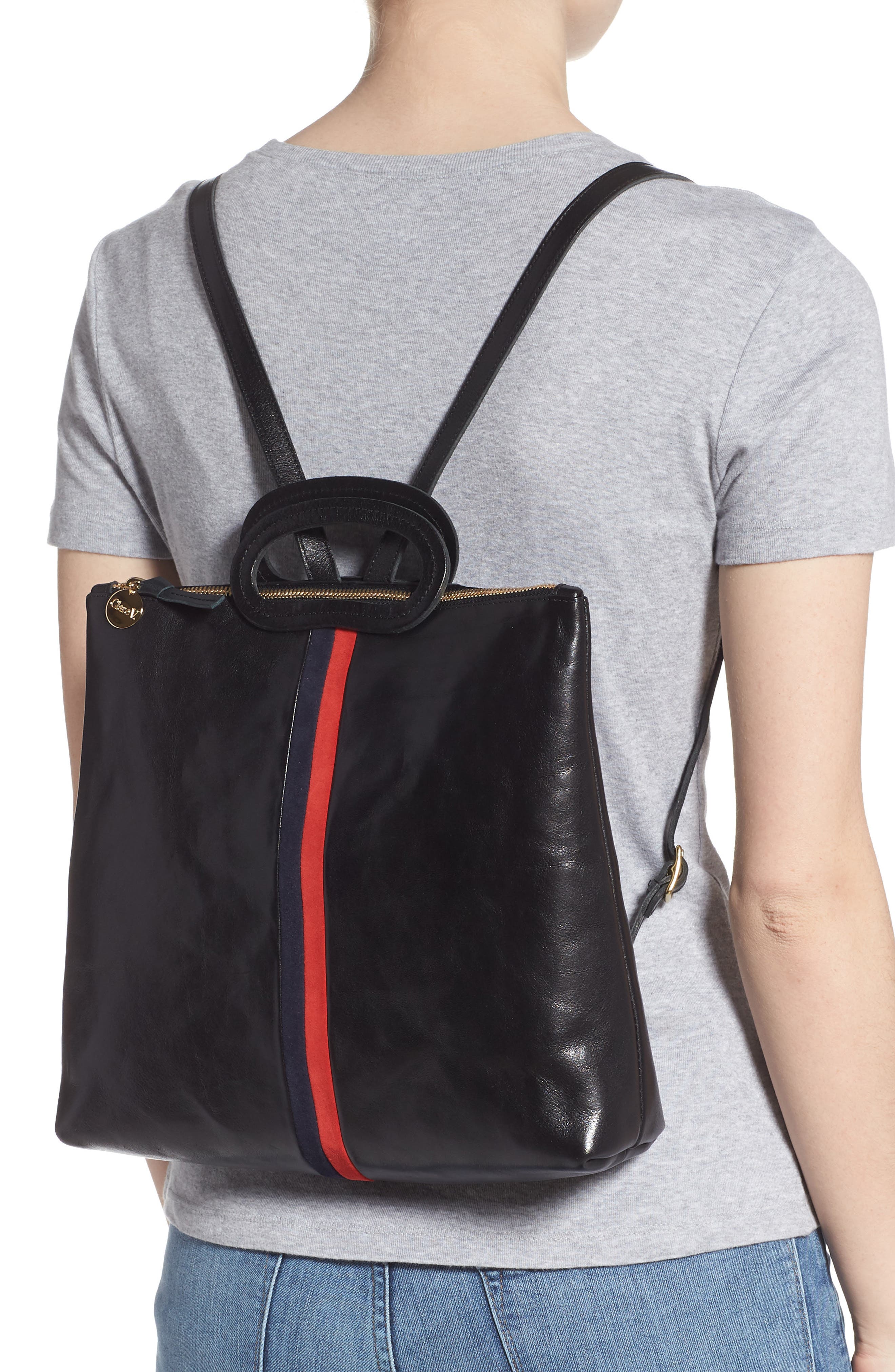 Clare V. Marcelle Leather Backpack, Alternate, color, 