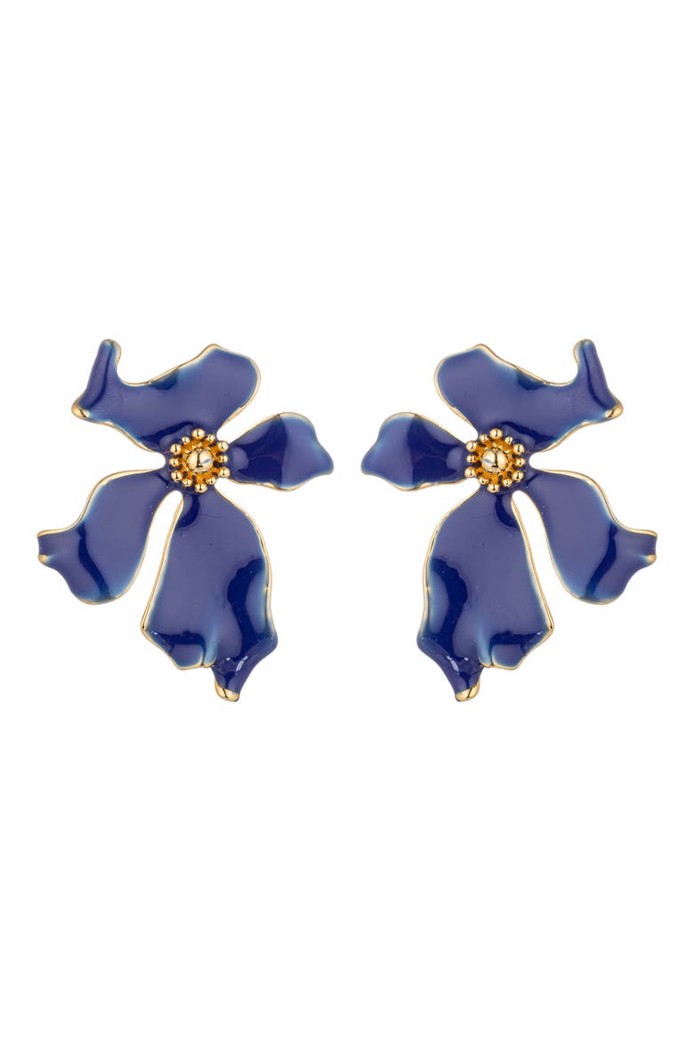Olivia Flower Earrings, Main, color, BLUE