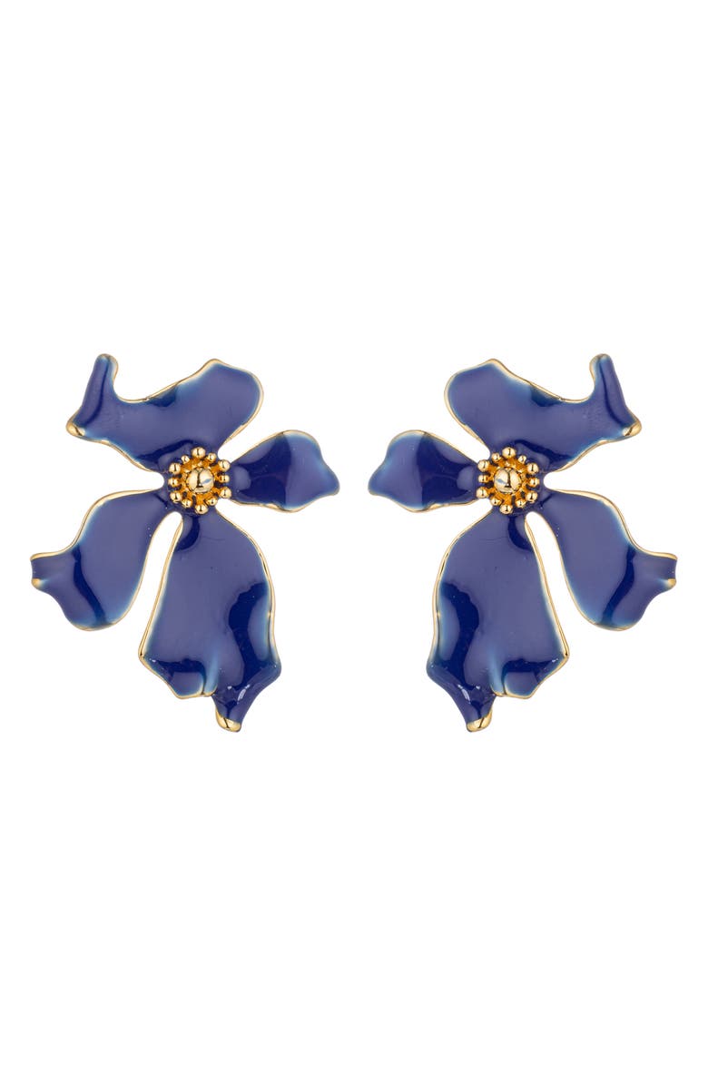 EYE CANDY LOS ANGELES Olivia Flower Earrings, Main, color, Blue
