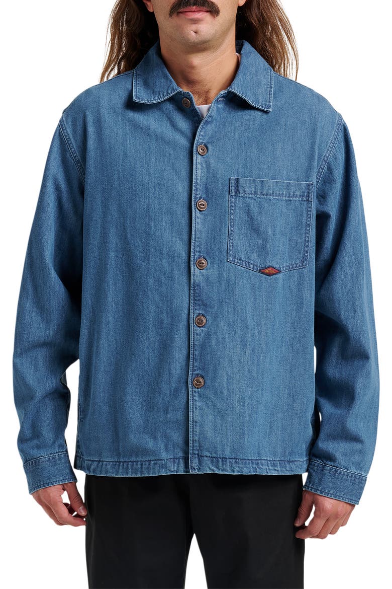 Denim Button-Up Overshirt, Main, color, LIGHT INDIGO