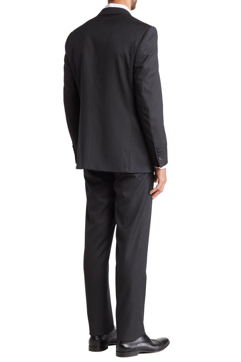 Dark Grey Two-Button Notched Lapel Wool Suit, Alternate, color, DARK GREY