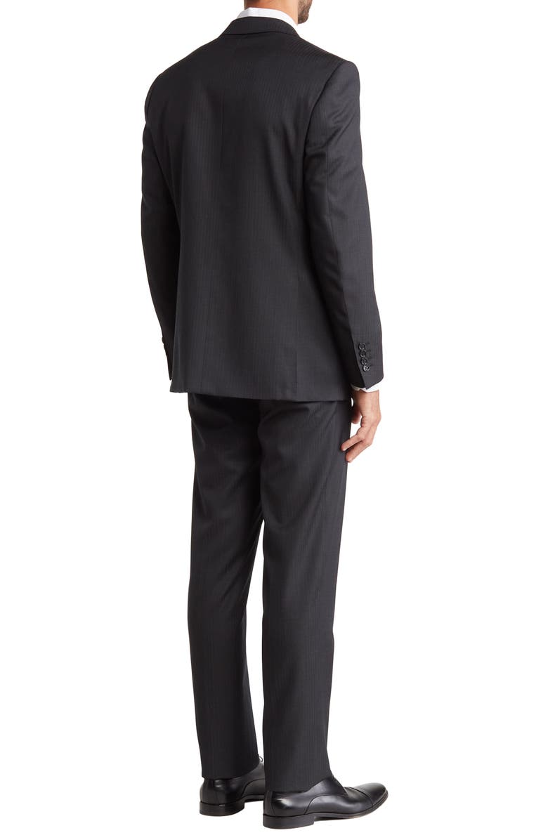 Canali Dark Grey Two-Button Notched Lapel Wool Suit, Alternate, color, 