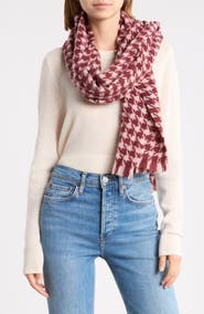 NORDSTROM RACK Houndstooth Fringe Scarf