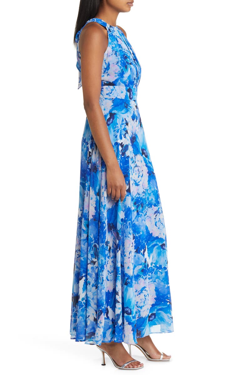 Eliza J Floral Halter Neck Chiffon Maxi Dress, Alternate, color, 