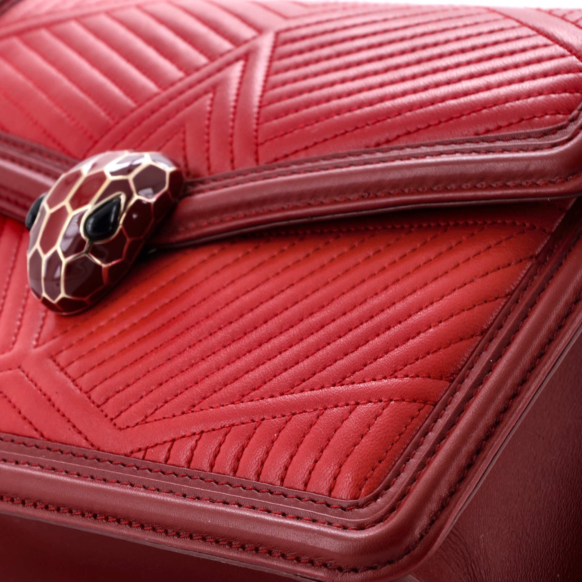 Serpenti Forever Shoulder Bag Quilted Leather Small, Alternate, color, Red