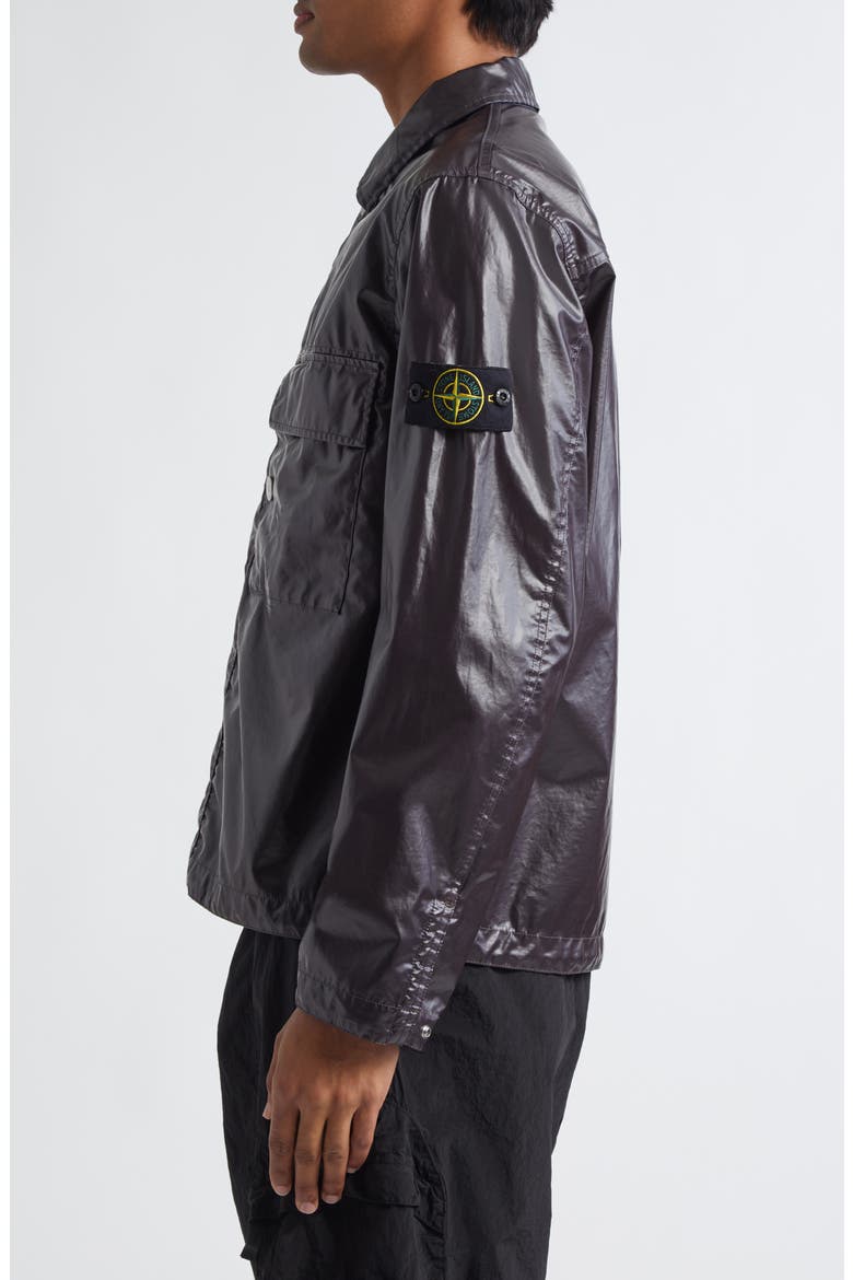 Coated Cotton Shirt Jacket, Alternate, color, CHARCOAL