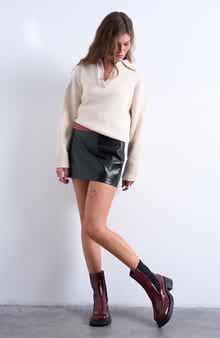 Croc Embossed Faux Leather Miniskirt