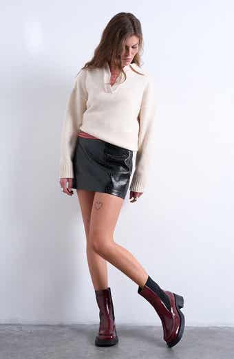 Croc Embossed Faux Leather Miniskirt