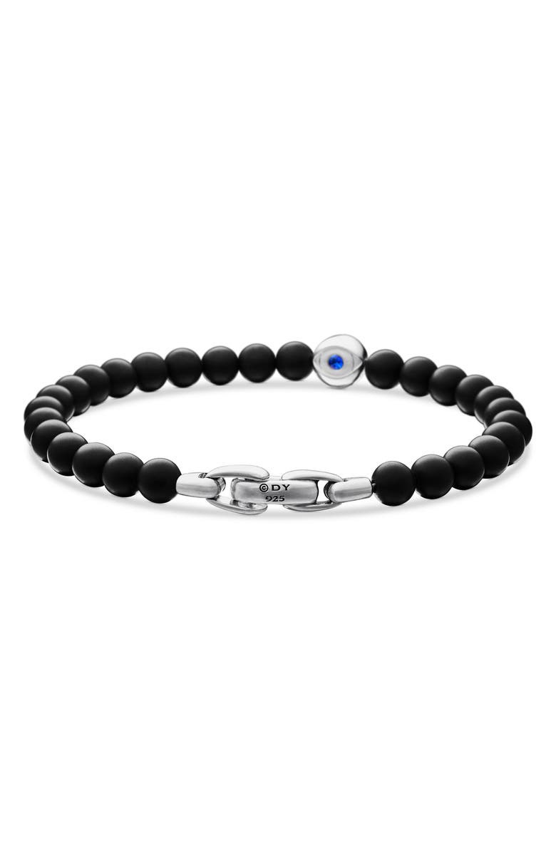 David Yurman Evil Eye Black Onyx & Sapphire Bracelet, Alternate, color, Sterling Silver