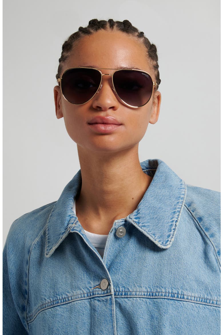 60mm Gradient Pilot Sunglasses, Alternate, color, ROSE GOLD/ DARK GREY SF