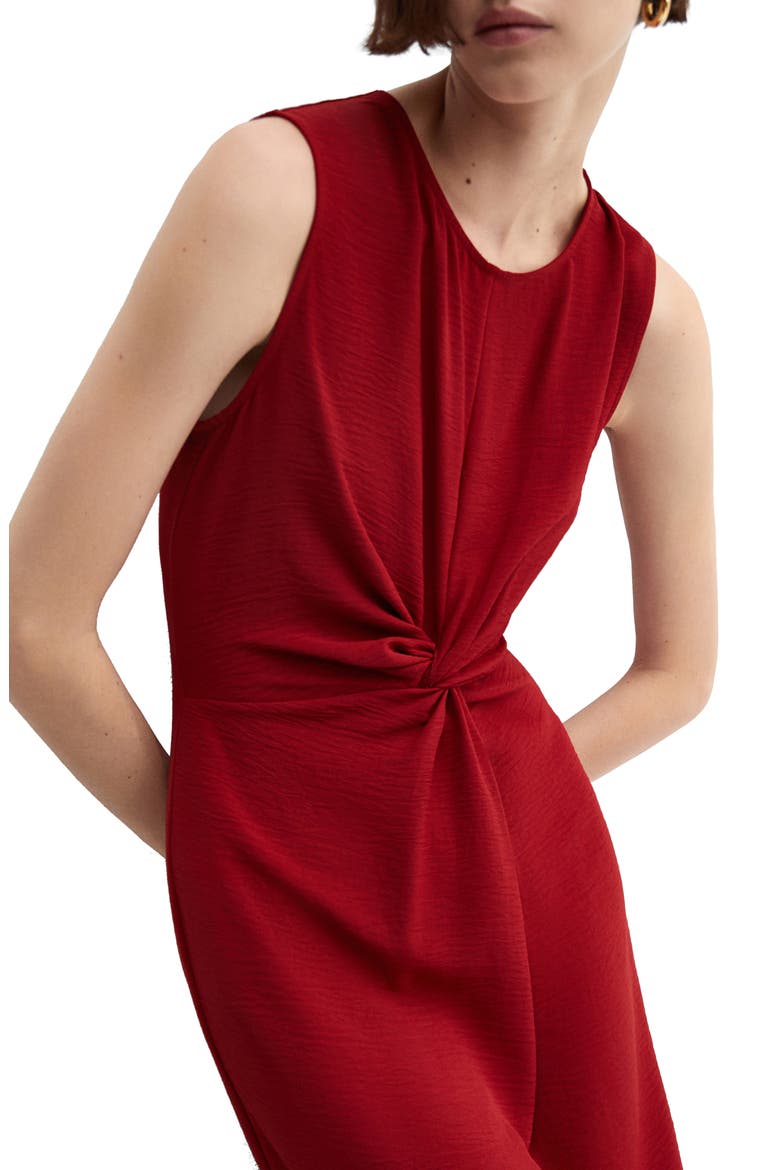 Knot Front Sleeveless Midi Dress, Alternate, color, RED