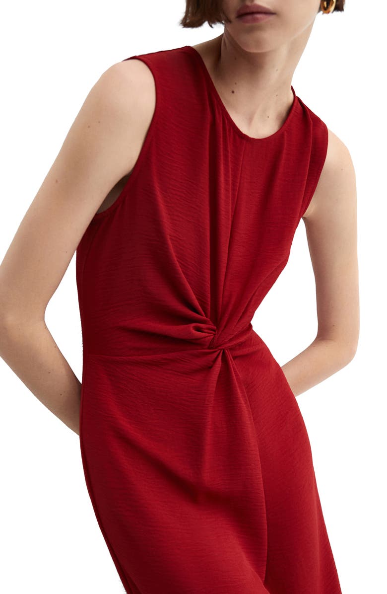 MANGO Knot Front Sleeveless Midi Dress, Alternate, color, 