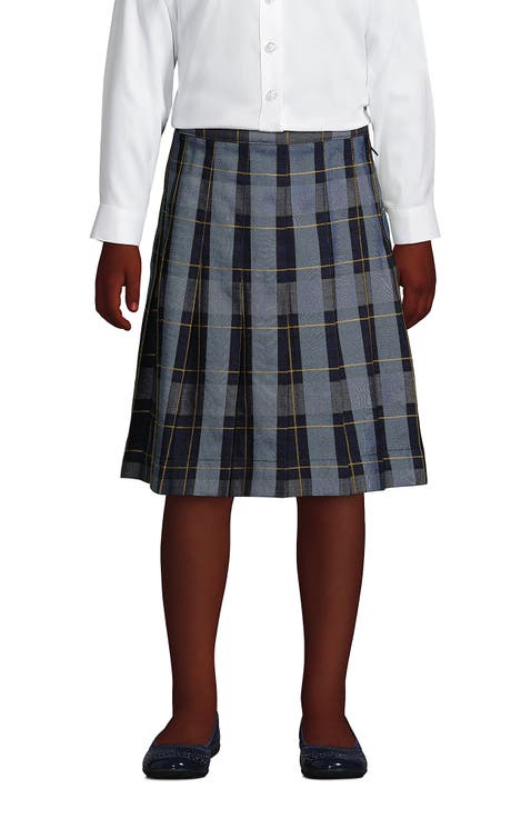 School Uniform Girls Plaid Pleated Skirt Below the Knee