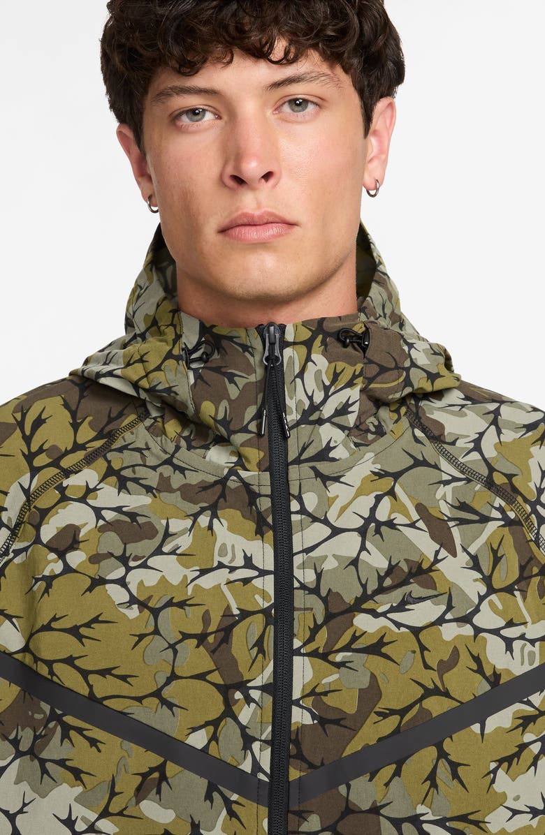 Nike Tech Woven Camo Zip Front Jacket, Alternate, color, Olive Flak/ Black