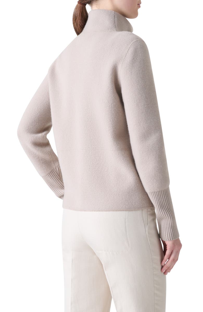 Akris Cashmere Piqué Knit Zip-Up Cardigan, Alternate, color, Greige