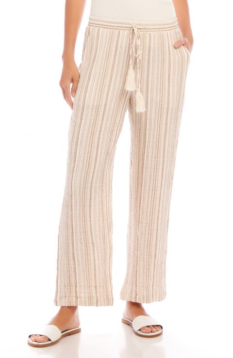 Metallic Stripe Drawstring Pants