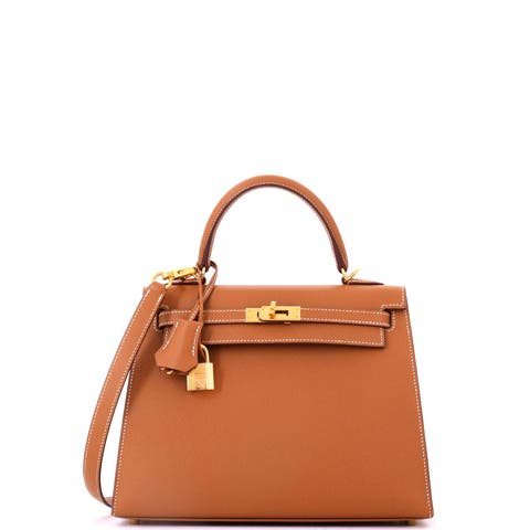 Kelly Handbag Brown Epsom with Gold Hardware 25