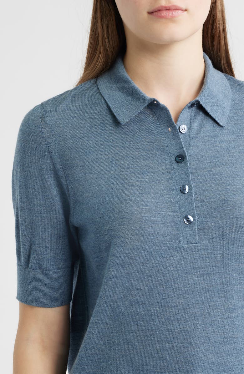 BOSS Fidenka Virgin Wool Polo Sweater, Alternate, color, Tanzanite