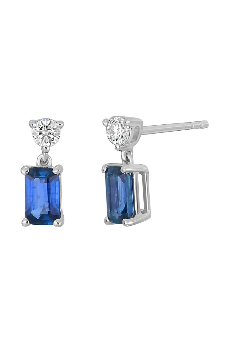 El Mar Sapphire & Diamond Pavé Drop Earrings, Main, color, 18K WHITE GOLD - SAPPHIRE