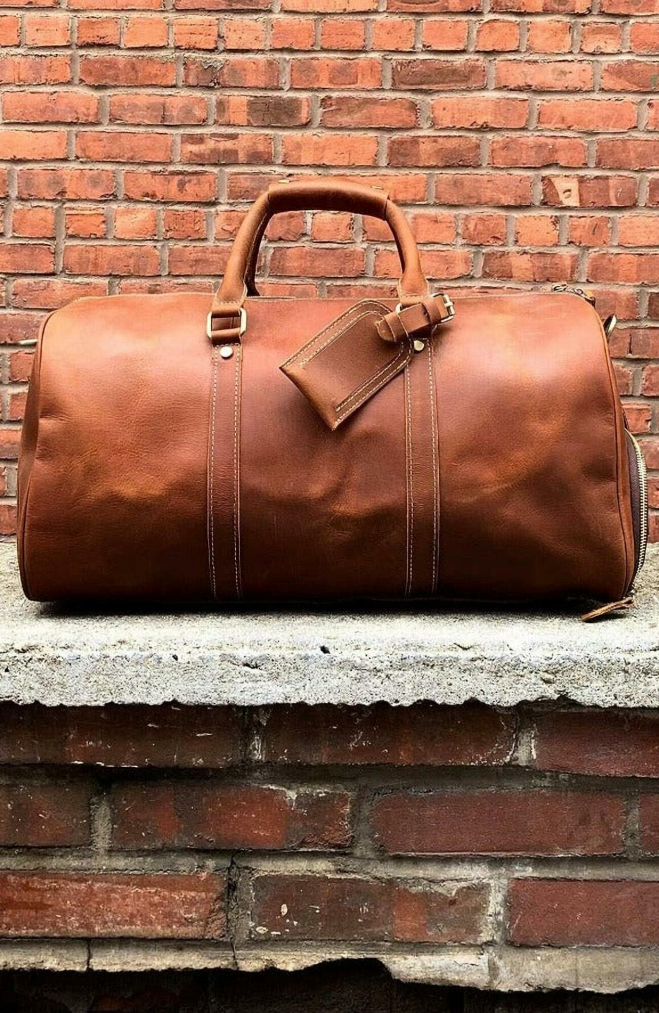 STEEL HORSE LEATHER The Dagny Weekender | Large Leather Duffle Bag, Alternate, color, Dark Brown