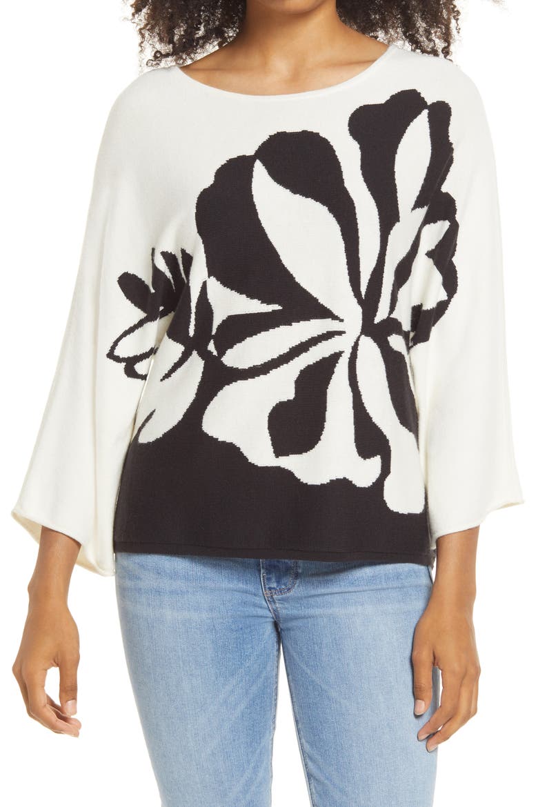 Hibiscus Hideaway Sweater, Main, color, COCONUT