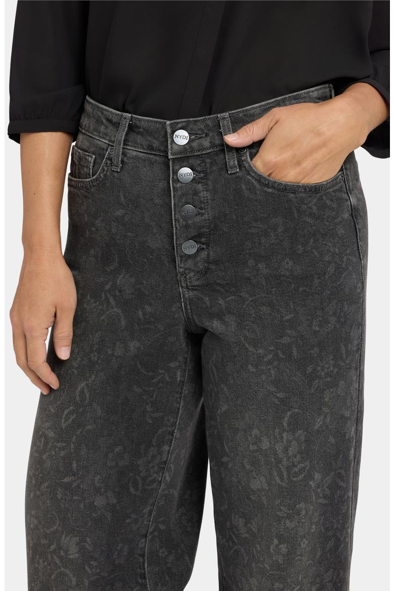 Teresa Floral Print Button Fly Wide Leg Jeans, Alternate, color, GREY PROVINCE