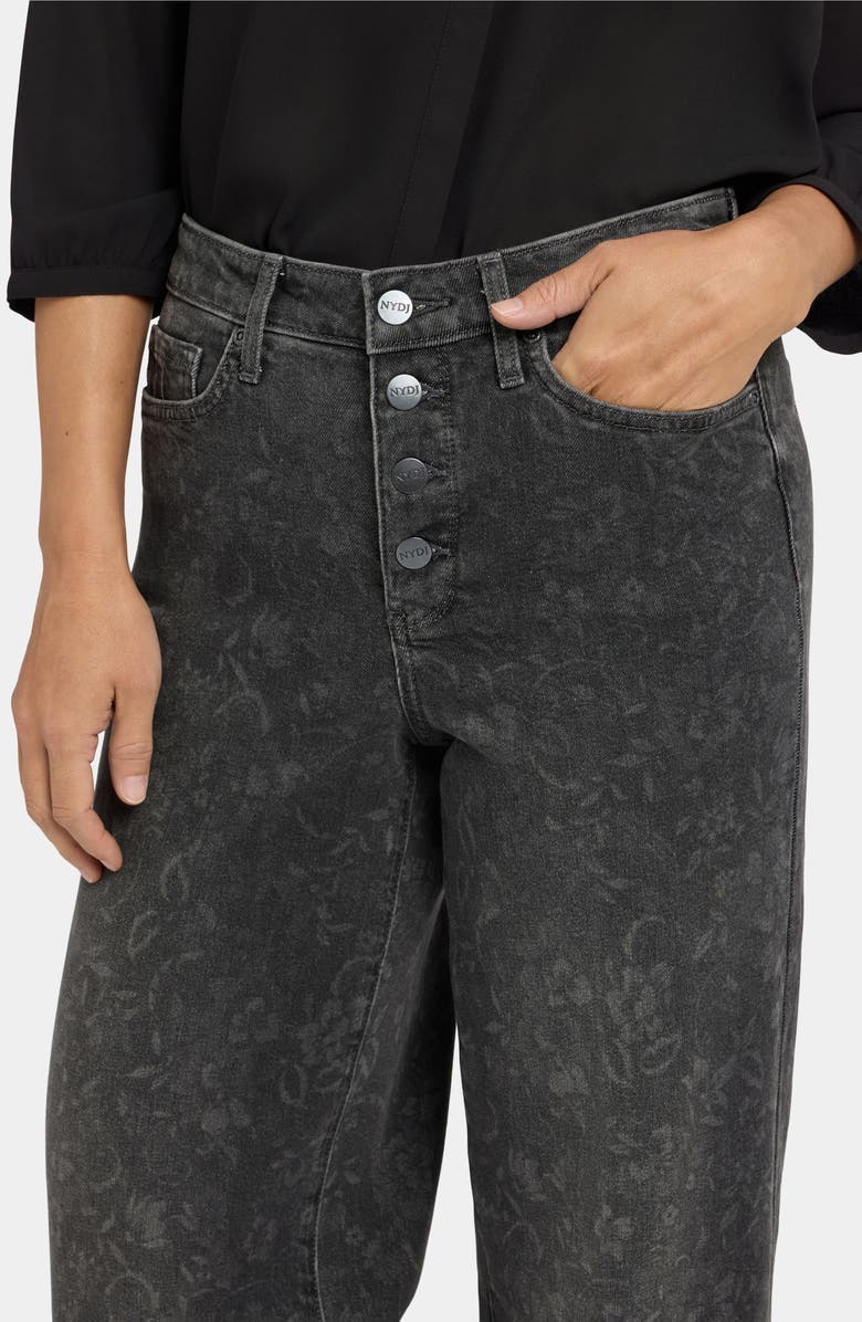 NYDJ Teresa Floral Print Button Fly Wide Leg Jeans, Alternate, color, Grey Province