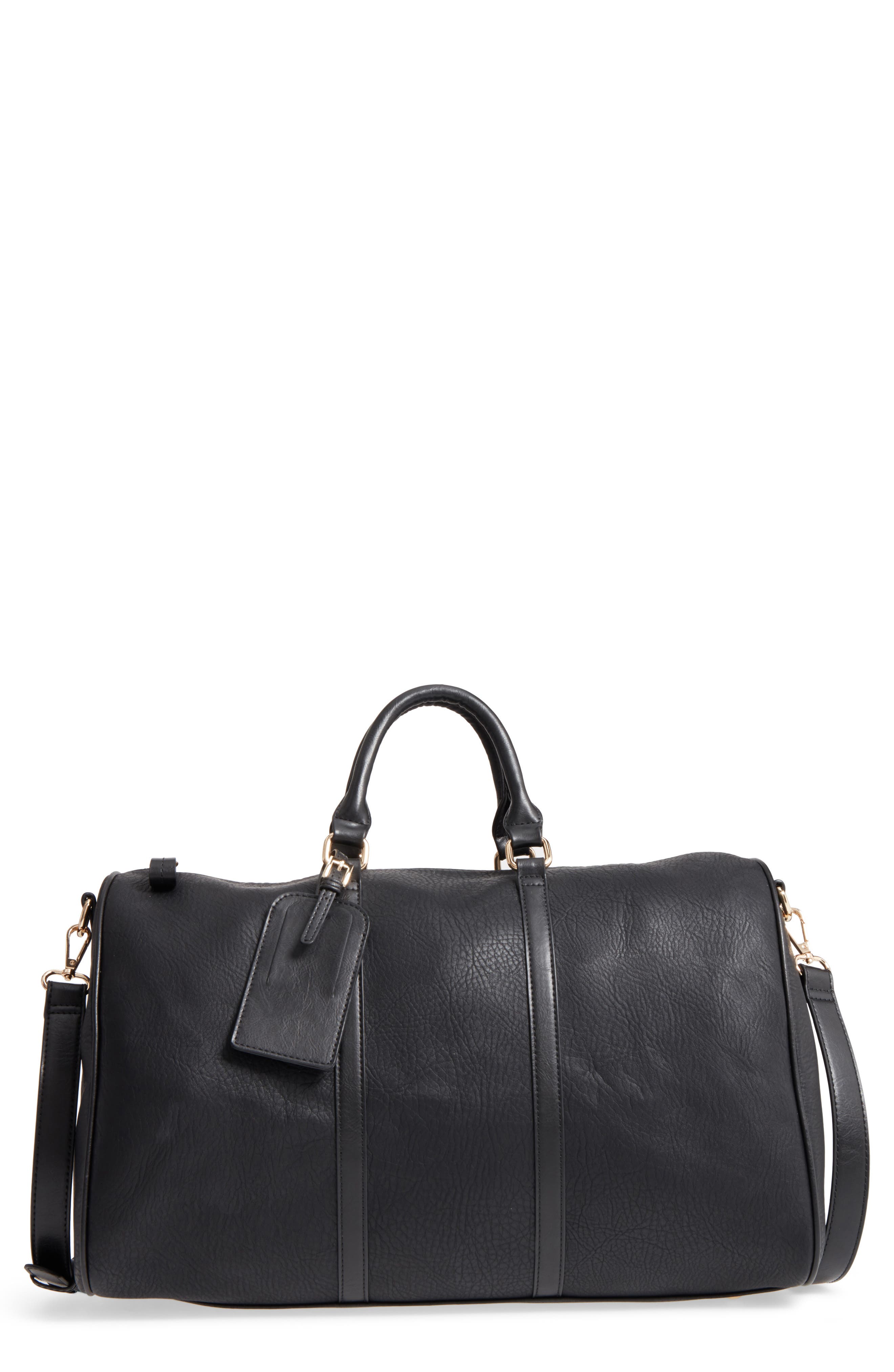 Cassidy Faux Leather Duffle Bag, Main, color, NEW BLACK