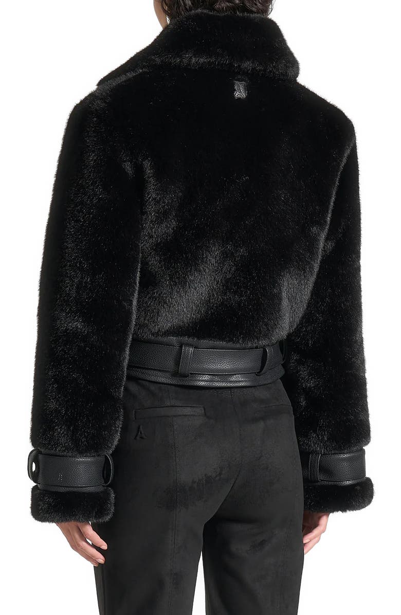 Manière De Voir Deya Plush & Leather Leather Belted Jacket, Alternate, color, 