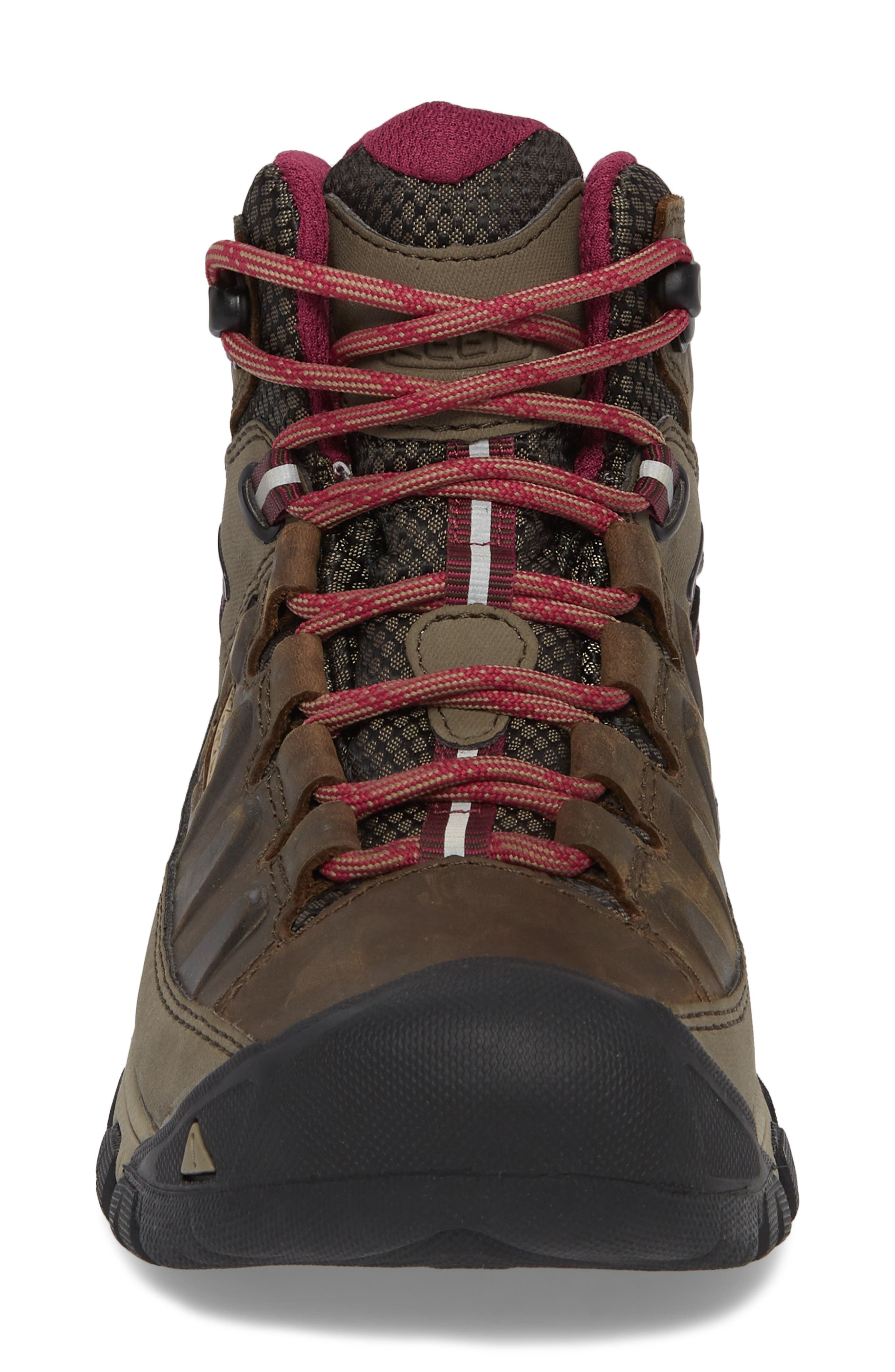 KEEN Targhee III Mid Waterproof Hiking Boot, Alternate, color, Weiss/ Boysenberry Leather