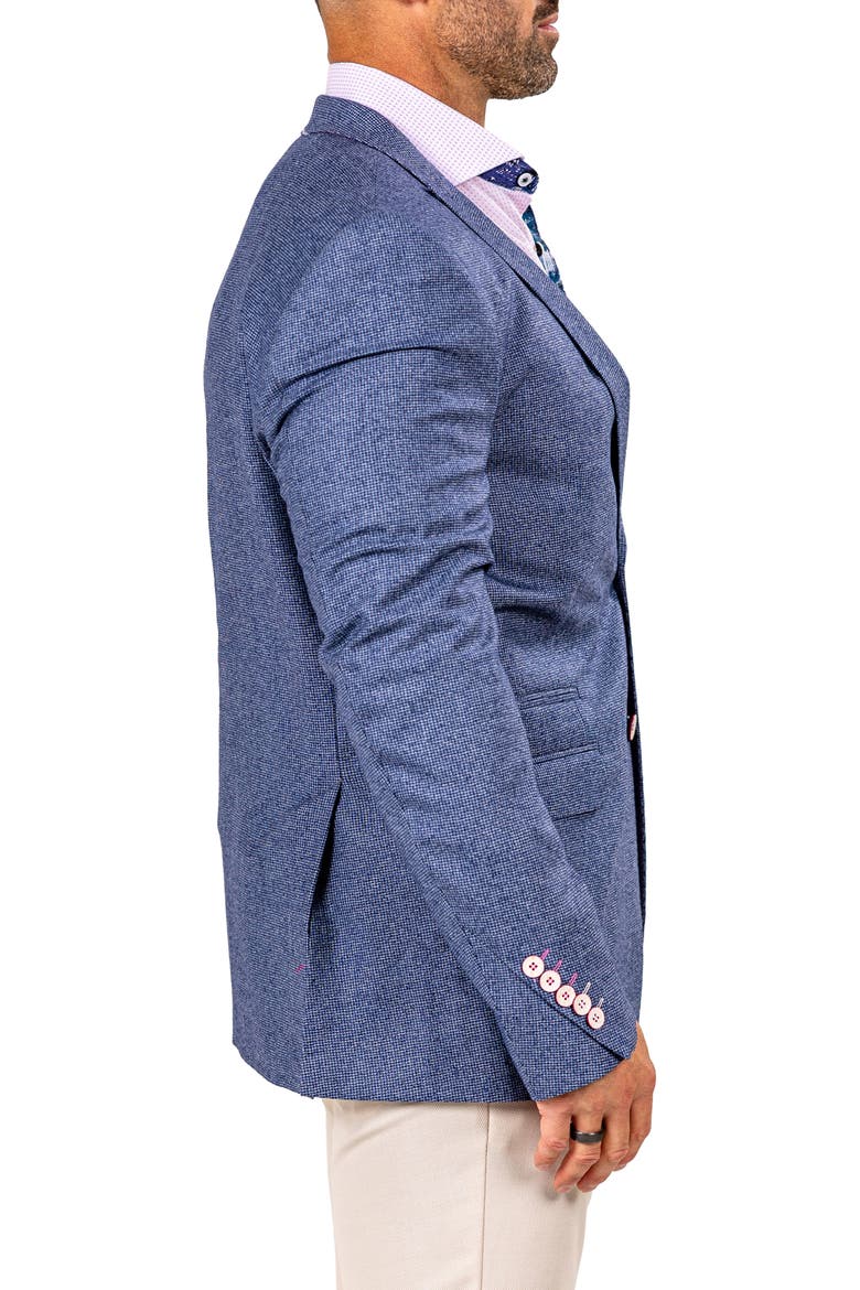 Descartes Marthyr0010 Blue Microcheck Virgin Wool Peak Lapel Blazer, Alternate, color, BLUE