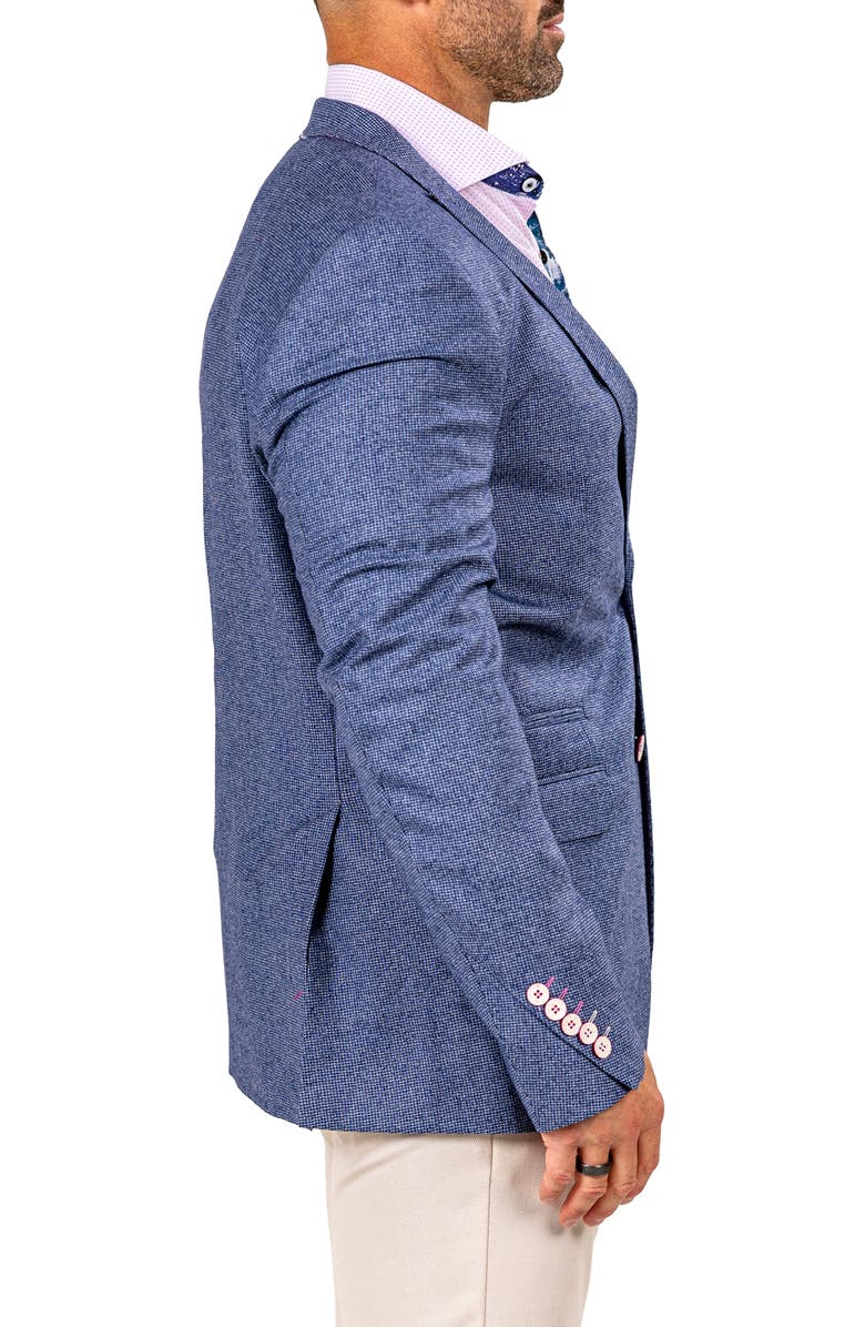 Maceoo Descartes Marthyr0010 Blue Microcheck Virgin Wool Peak Lapel Blazer, Alternate, color, Blue