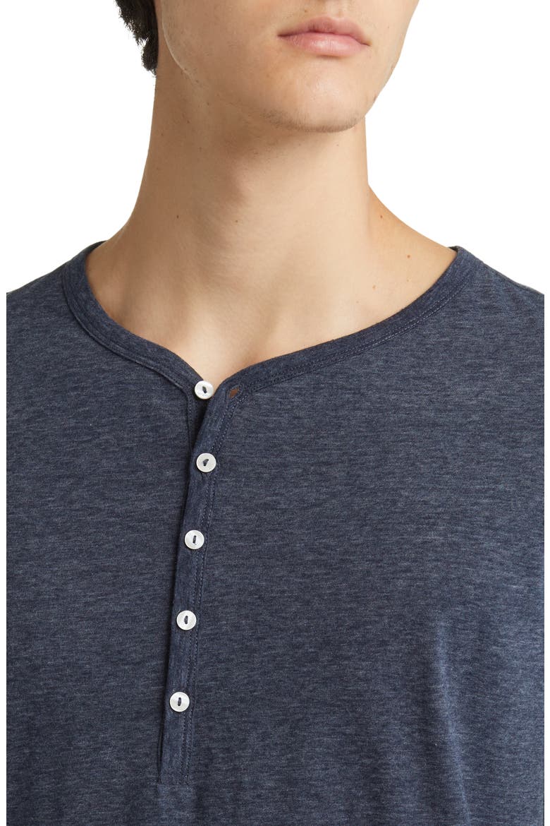 Heathered Recycled Cotton Blend Henley Pajama T-Shirt, Alternate, color, NAVY
