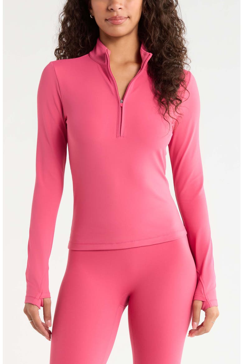 Zen Half Zip Pullover, Main, color, PINK CARMINE